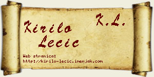 Kirilo Lečić vizit kartica